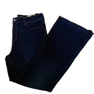 Chicos Womens Platinum Flare Jeans Blue Dark Wash Stretch Pockets M/8 Regular
